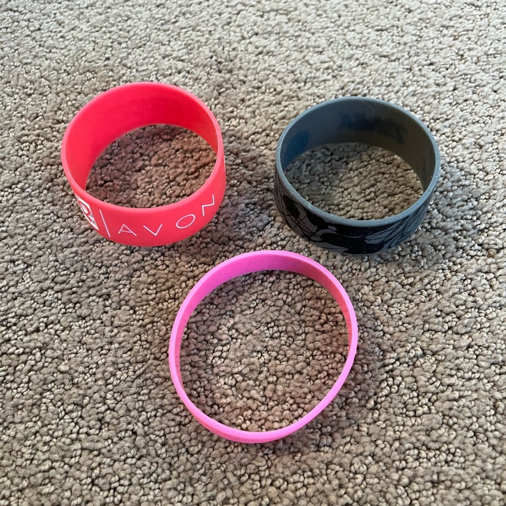 A three pack of rubber wristbands